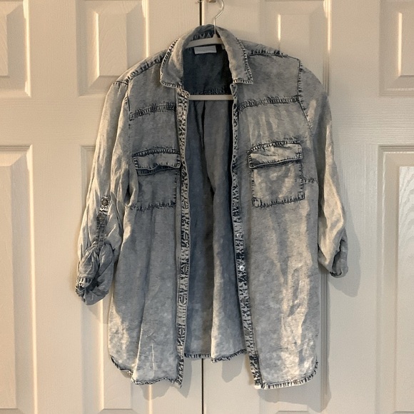 90s Style Acid Wash Denim Shirt - Picture 1 of 4